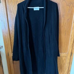 ba&sh Lady Noir Wool Cashmere Cardigan Open Front Longline